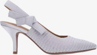 J. Rene&eacute; Womens Adilene Sling Back Pumps In Steel Gray Fabric/rhinestones