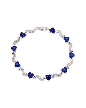 Rina Limor Silver 8.21 ct. tw. Diamond & Created Blue SapphireBracelet