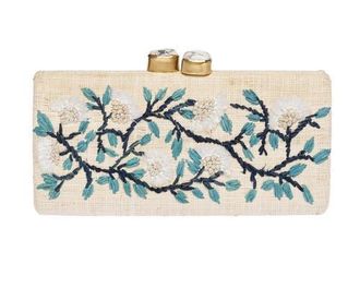 Raf&eacute; New York Alessandra Rattan Long Clutch in Blue/White at Nordstrom, Size Small