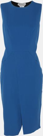 Sportmax Blue/black Stretch Crepe Knit Midi Dress