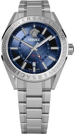 Versace V-Code GMT - Heren - Horloges - Grijs - ONE Size - Tweed - Accessoires
