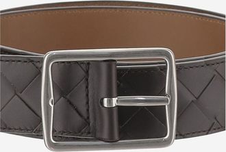 Bottega Veneta Mens Reverso Leather Belt Brown Calf Skin