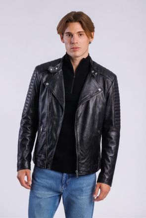 Freaky Nation Lederjacke FREAKY NATION Crossover-FN, Herren, Gr. 4XL, schwarz, Oberstoff: 100% Leder; Futter: 100% Baumwolle, k&ouml;rpernah, Jacken Lederjacke