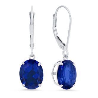 MAX + STONE Sterling Silver Oval Gemstone Dangle Earrings