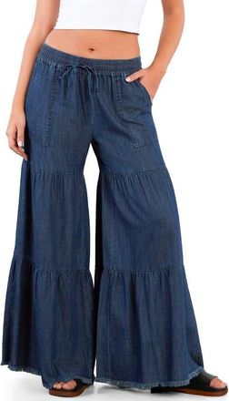 BILLY T Fancy Cotton Blend Tiered Pants in Dusk Denim at Nordstrom, Size X-Large