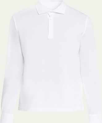 Fedeli Mens Giza Cotton Long-Sleeve Pique Polo Shirt
