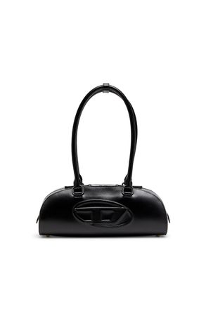 Diesel 1DR Dome - Elongated bowling bag in leather - Shoulder Bags - Woman - Black
