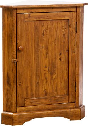Biscottini International Rinconera De Estilo Country De Madera Maciza De Tilo Acabado Con Efecto Nogal 50x50x92 Cm