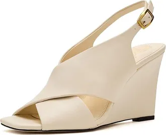 Vince Camuto Ameira Criss-Cross Wedge Womens Wedge Shoes Creamy White : 9.5 M, Leather