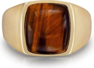 LuvMyJewelry Chatoyant Red Tiger Eye Quartz Sterling Silver Men Signet Ring