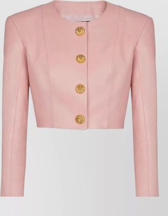 Balmain lambskin cropped jacket long sleeves buttons