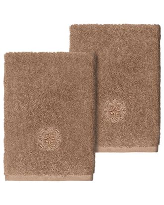 Linum Home Textiles 100% Turkish Cotton Alyssa 2Pc Embellished Washcloth Set