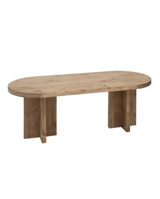 Deco Wood Mesa de centro de madera maciza en tono envejecido de 120x40cm