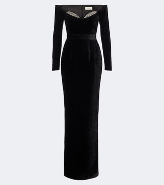 New Arrivals Farah embellished velvet bustier gown
