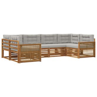 vidaXL Conjunto De Sof&aacute;s De Exterior 6 Pcs Natural Y Gris Claro Vidaxl