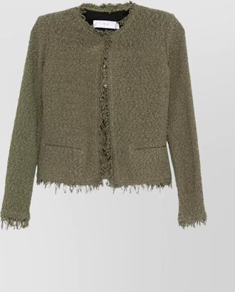 Iro cotton jacket with frayed edges and tweed texture