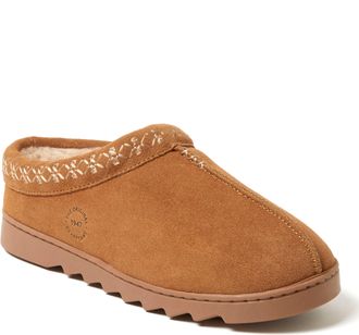 Dearfoams Womens Doreen Genuine Suede Clog Slipper With Embroidery