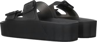 Balenciaga Womens Mallorca Platform Sandals Black Rubber Plastic