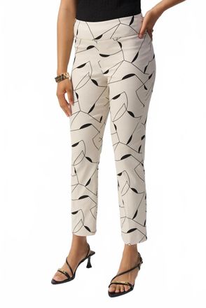 Joseph Ribkoff Geometric Print Straight Leg Pants In Moonstone/black