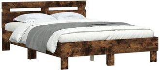 vidaXL Vidaxl - Bed Frame with led without Mattress Smoked Oak 135x190 cm Double