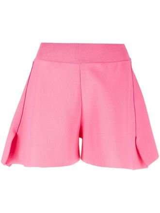 Stella McCartney mid-rise knitted track shorts - women - Viscose/Polyester - 36 - Pink