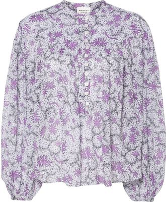Isabel Marant Salika abstract-print blouse - women - Organic Cotton - 34 - White
