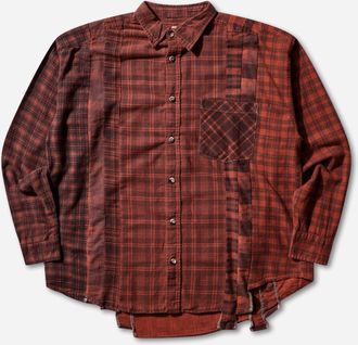 Needles Men s 7 Cuts Flannel Shirt Over Dye Red