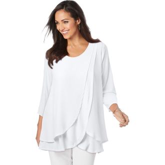 Jessica London Double-Layer High-Low Tunic in White at Nordstrom, Size 20