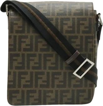 Fendi Pre-owned Canvas Shoulder Bag - Dames - Vintage Schoudertas - Bruin - ONE Size - Leer - Vintage