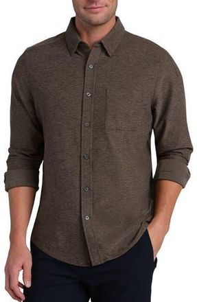 Rhone WFH Knit Button-Up Shirt in Cafe Noir Heather at Nordstrom Rack, Size X-Large