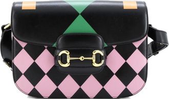 Gucci Horsebit 1955 Printed Leather Small shoulder bag - Zwart