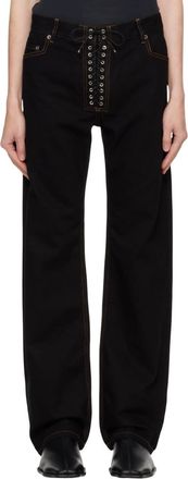 Ludovic de Saint Sernin Womens Straight Legs Lace Up Jeans In Black