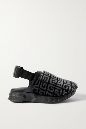 Givenchy Marshmallow Leather-trimmed Logo-print Shearling Clogs - Nero