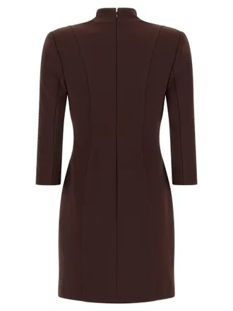 Elisabetta Franchi Corsetry-Inspired with Logo Belt Dress - Brown