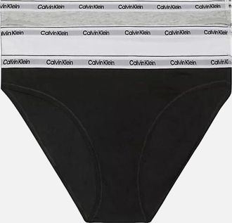 Calvin Klein Womens 3-Pack Modern Logo Bikini Briefs, Black/White/Grey - Size: 18/32in