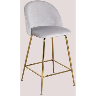 Sklum Taburete alto en terciopelo Kana Design SKLUM Gris Perla Dorado