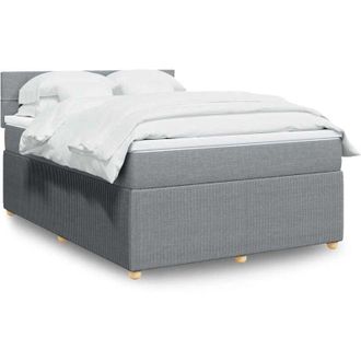 vidaXL Vidaxl - Cama Box Spring Con Colch&oacute;n Tela Gris Claro 140x190 Cm