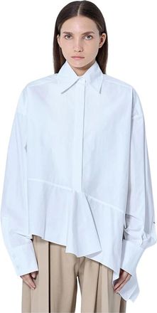 Sportmax Camisa Asim&eacute;trica de Popel&iacute;n de Algod&oacute;n - Blouses & Shirts - Mujer - Blanco - S