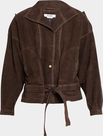 Re/Done Debbie Belted Suede Jacket