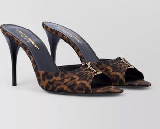 Saint Laurent leopard-print grosgrain mules