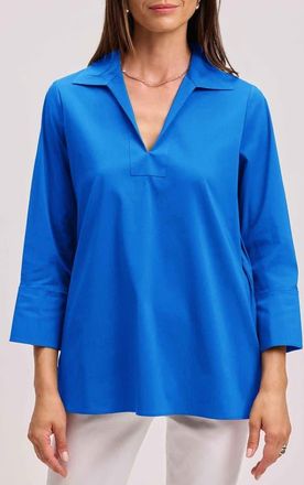 Foxcroft Julia Stretch Cotton Blend Shirt in Cobalt Blue at Nordstrom, Size X-Large