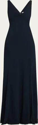 Jason Wu Plunging Cowl-Neck Sleeveless Crepe Gown