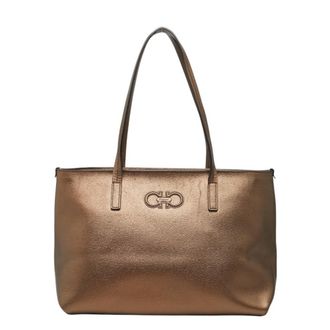 Ferragamo gold Leather Shoulder Bag Tote Bag (Pre-Owned)