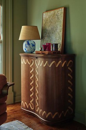Anthropologie Grove Wood Bar Cabinet