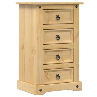 Berkfield Home Bedside Cabinet Corona 53x39x84 cm Solid Wood Pine in Brown | Size: 53 x 39 x 84 cm
