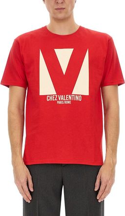 Valentino Garavani Cotton T-Shirt With Chez Valentino Print-Uomo