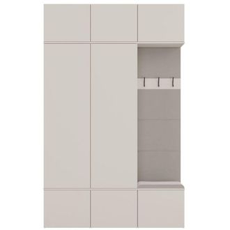 Topeshop HAGA - Set per ingresso con 2 armadi + appendiabiti + panca 150x35x238 cm - beige cashmere