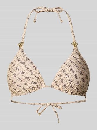 Guess Bikini-Oberteil mit Allover-Logo-Print in Beige, Gr&ouml;&szlig;e XL
