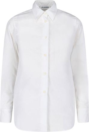 Jil Sander White Classic Cotton Poplin Embossed Shirt