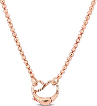 Mimi & Max Pink Ball link Necklace w/Heart Clasp in Rose Silver - 18 in